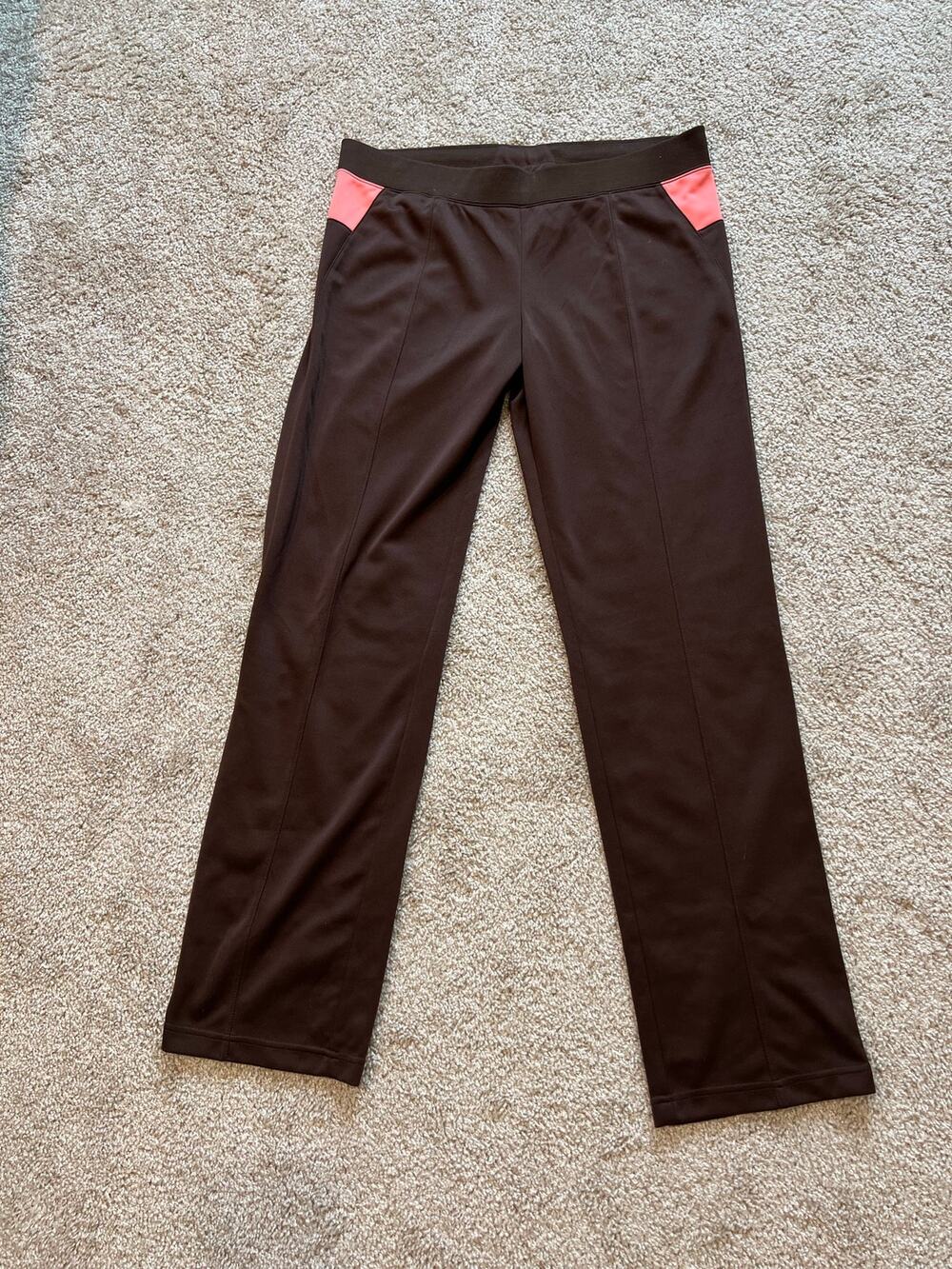 Nike Y2K Chocolate Brown Straight Leg Track Pants Pink Accent Athletic Sweats